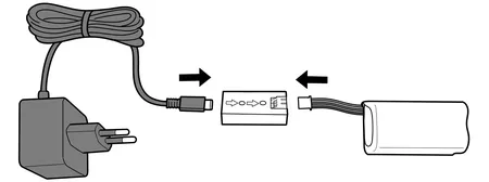 Two Consibio Logger batteries connected to the battery charger