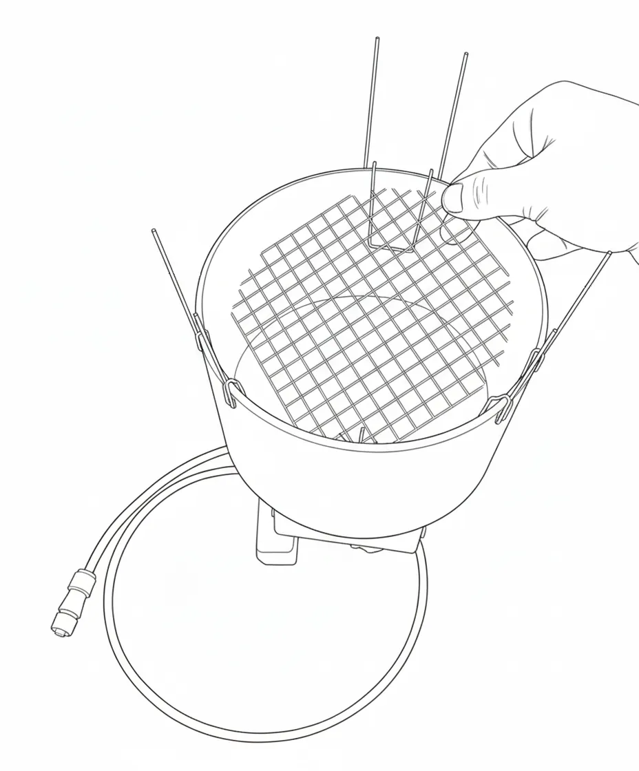 Leaf grid placed on top of the bird spike holders