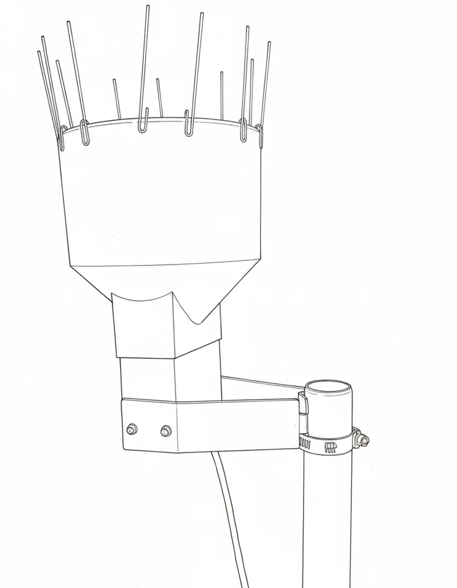 Rain gauge secured to the pole bracket