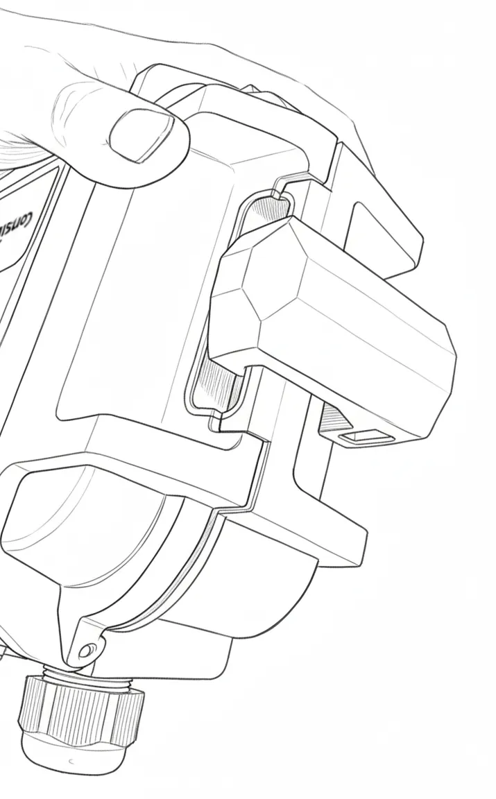 Pole mount bracket fully seated on the Logger’s side bar