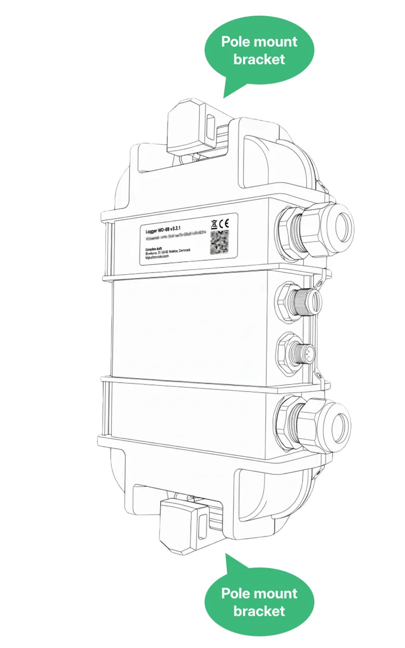 Logger WD-68 with pole mount brackets attached on both sides
