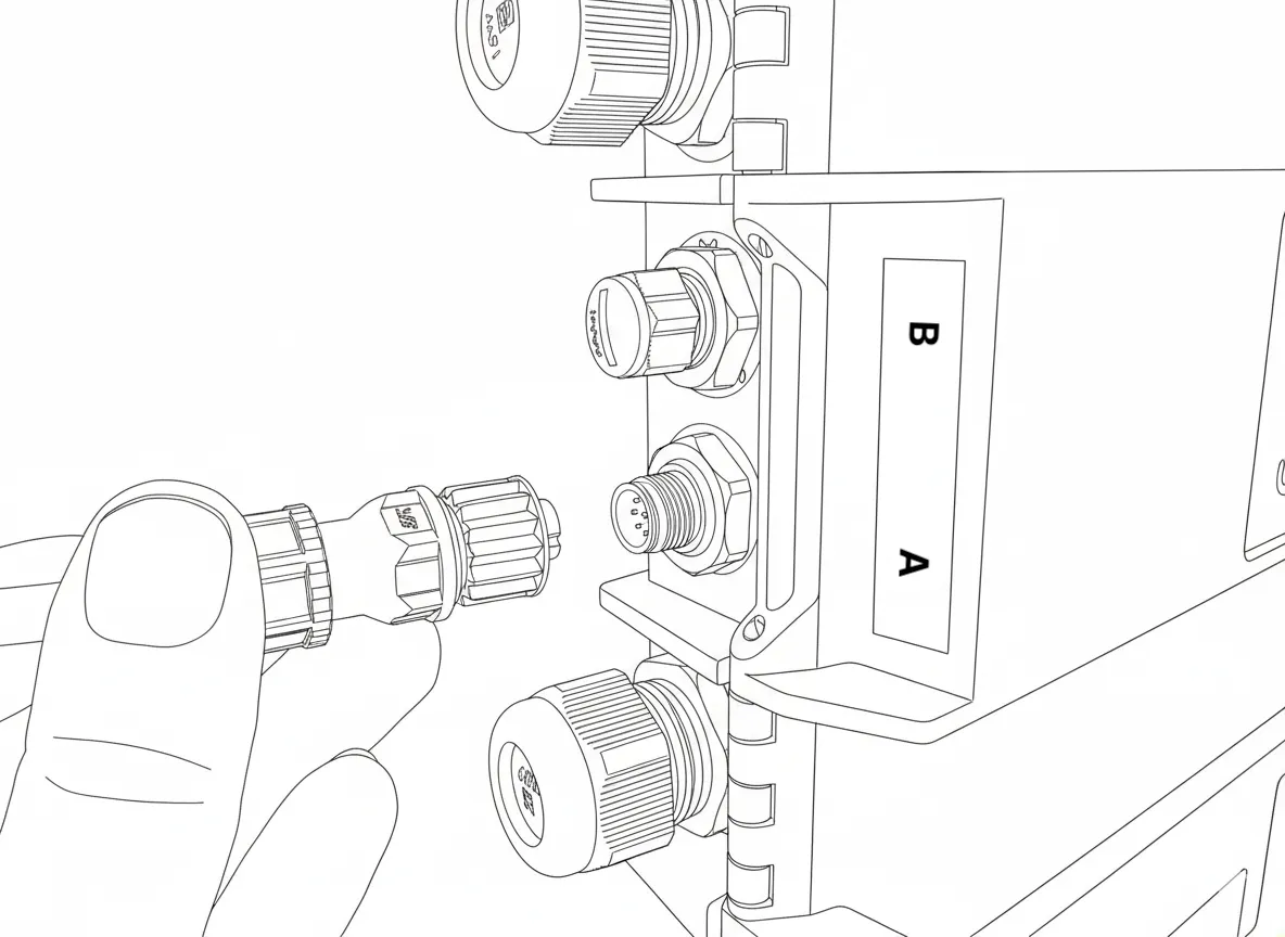 Rain gauge cable being connected to port A on the Logger