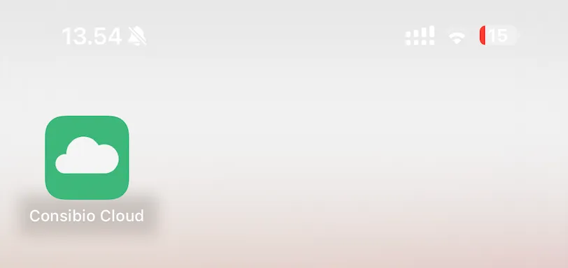 The Consibio Cloud icon on an iPhone home screen